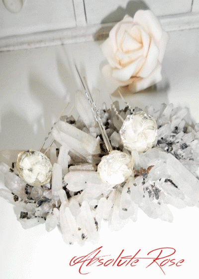 Винтидж фуркет за Коса Ivory Cameo Комплект 3 броя